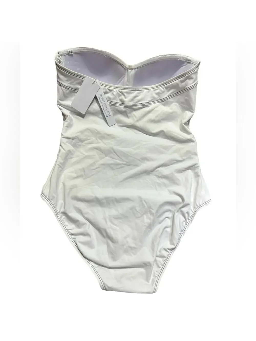 BLEU ROD BEATTIE size 12 white bandeau one piece strapless Bandeau Swimsuit NWT